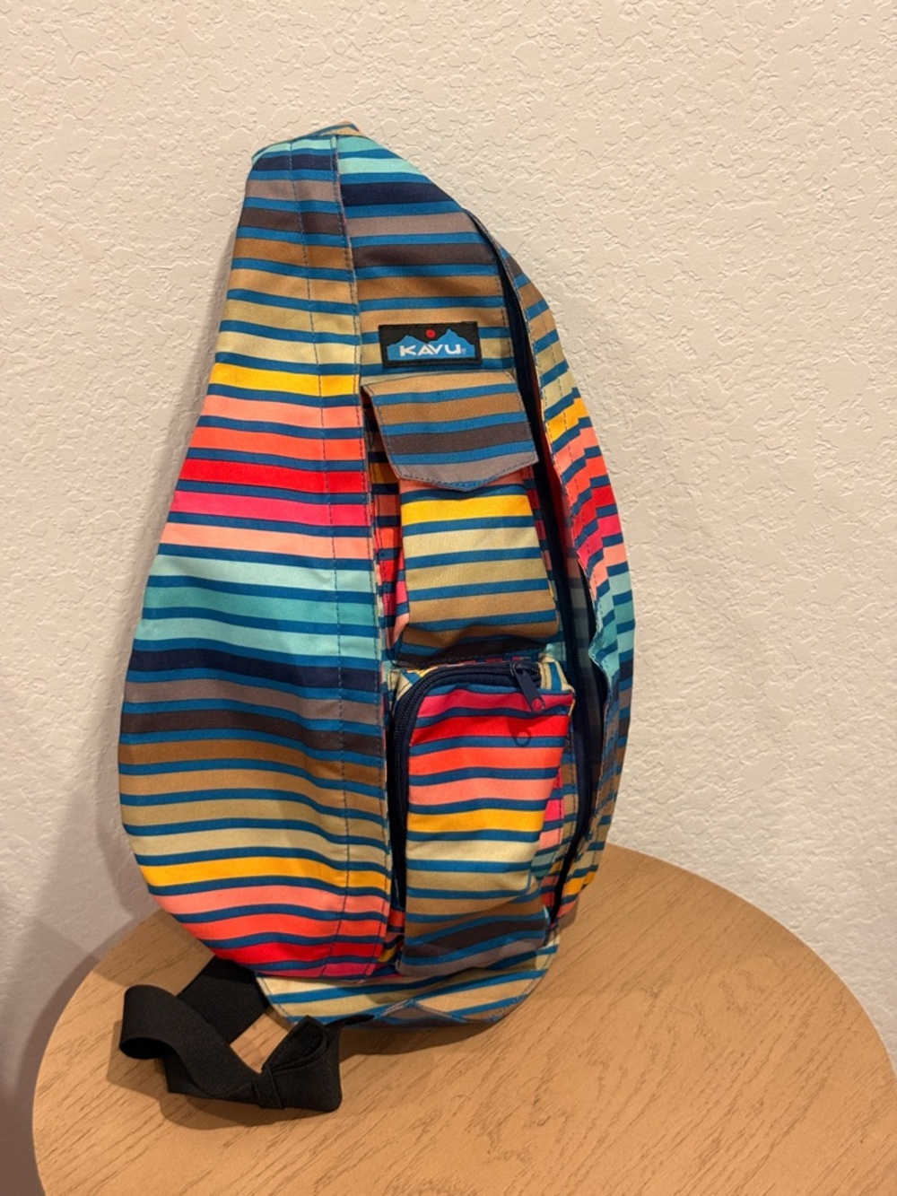 Kavu Multicolor Striped Sling Bag - Blue, Red, Yellow, Teal